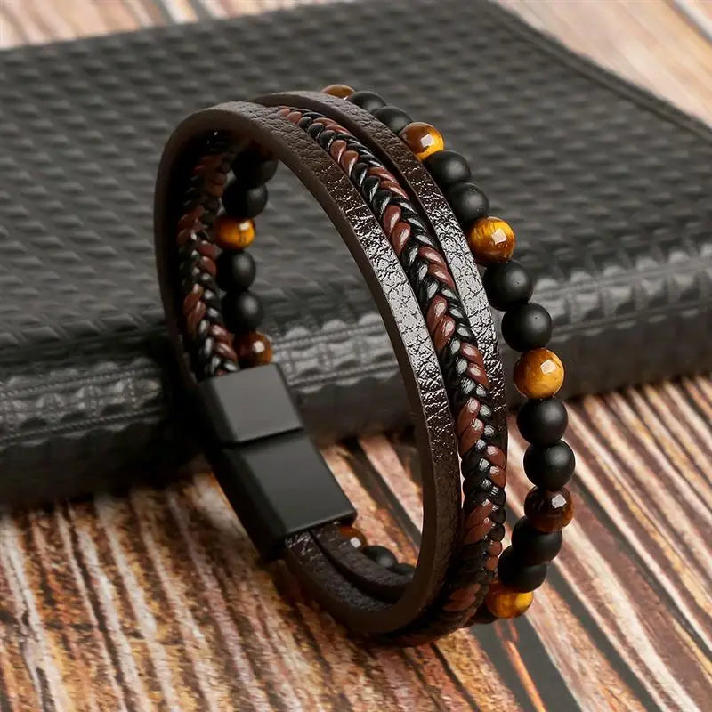 Leder Armband Multi-Layer Men's Bracelet